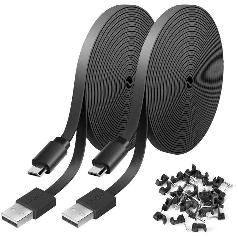 Uogw 2 Pack 20FT Power Extension Cable for Wyze Cam v4,WyzeCam,Wyze Cam Pan,WYZE Cam OG,NestCam Indoor,Blink,Amazon Cloud Camera,USB to Micro USB Charging and Data Sync Cord (Not for Wyze Cam Pan v3) - Image 1